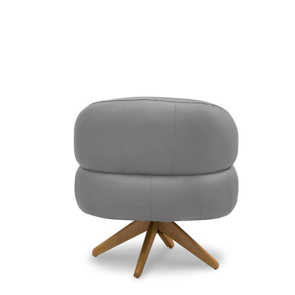 Poltrona Decorativa Katy Sala De Estar Base Giratória Em Madeira Couro Grafite G88 - Gran Belo - 2