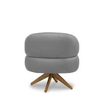 Poltrona Decorativa Katy Sala De Estar Base Giratória Em Madeira Couro Grafite G88 - Gran Belo - 2