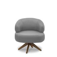 Poltrona Decorativa Katy Sala De Estar Base Giratória Em Madeira Couro Grafite G88 - Gran Belo - 6