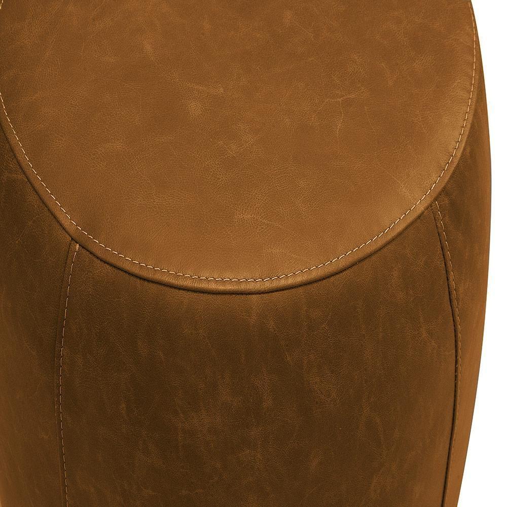 Puff Decorativo Yuri Sala De Estar Couro Caramelo Manchado G88 - Gran Belo - 2