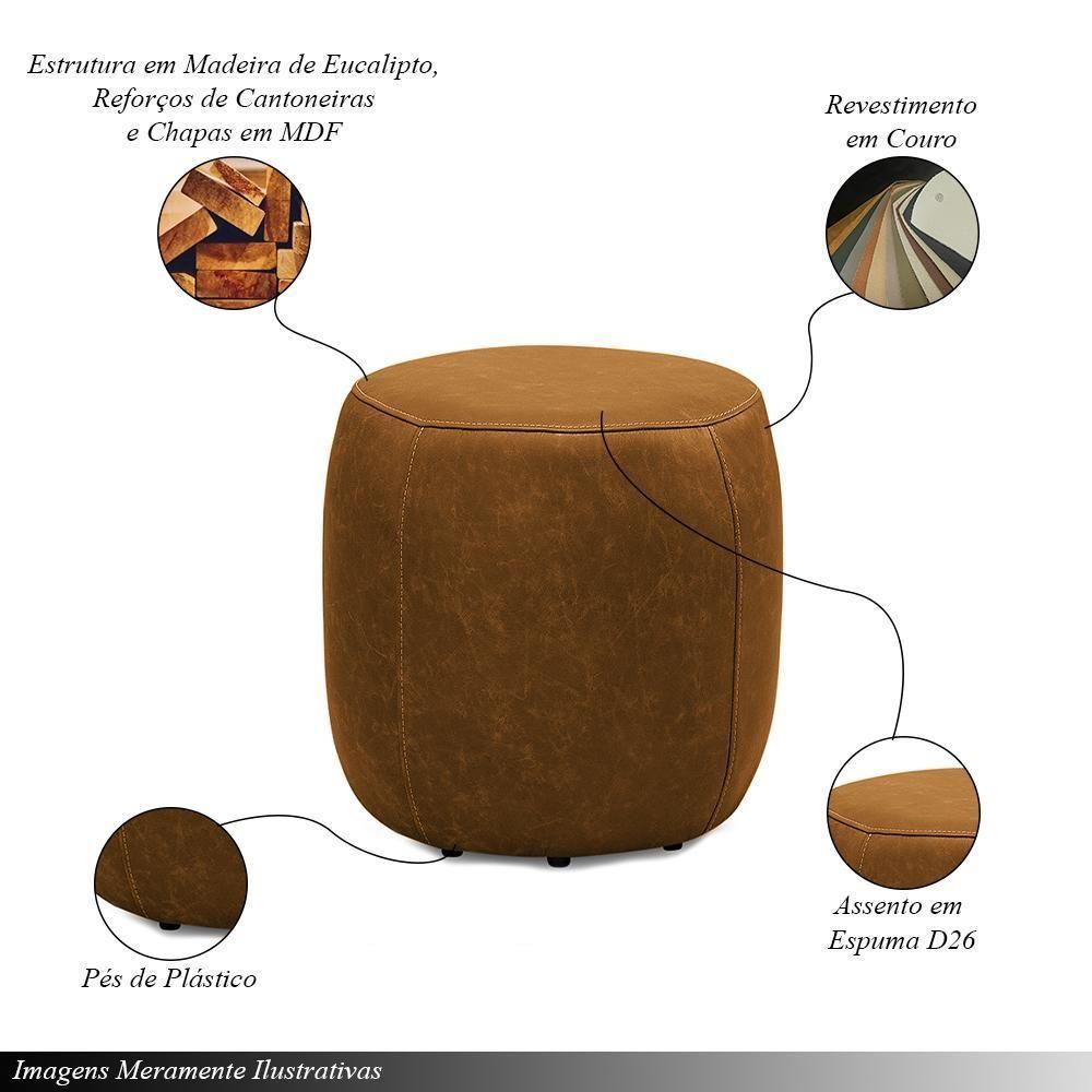 Puff Decorativo Yuri Sala De Estar Couro Caramelo Manchado G88 - Gran Belo - 4