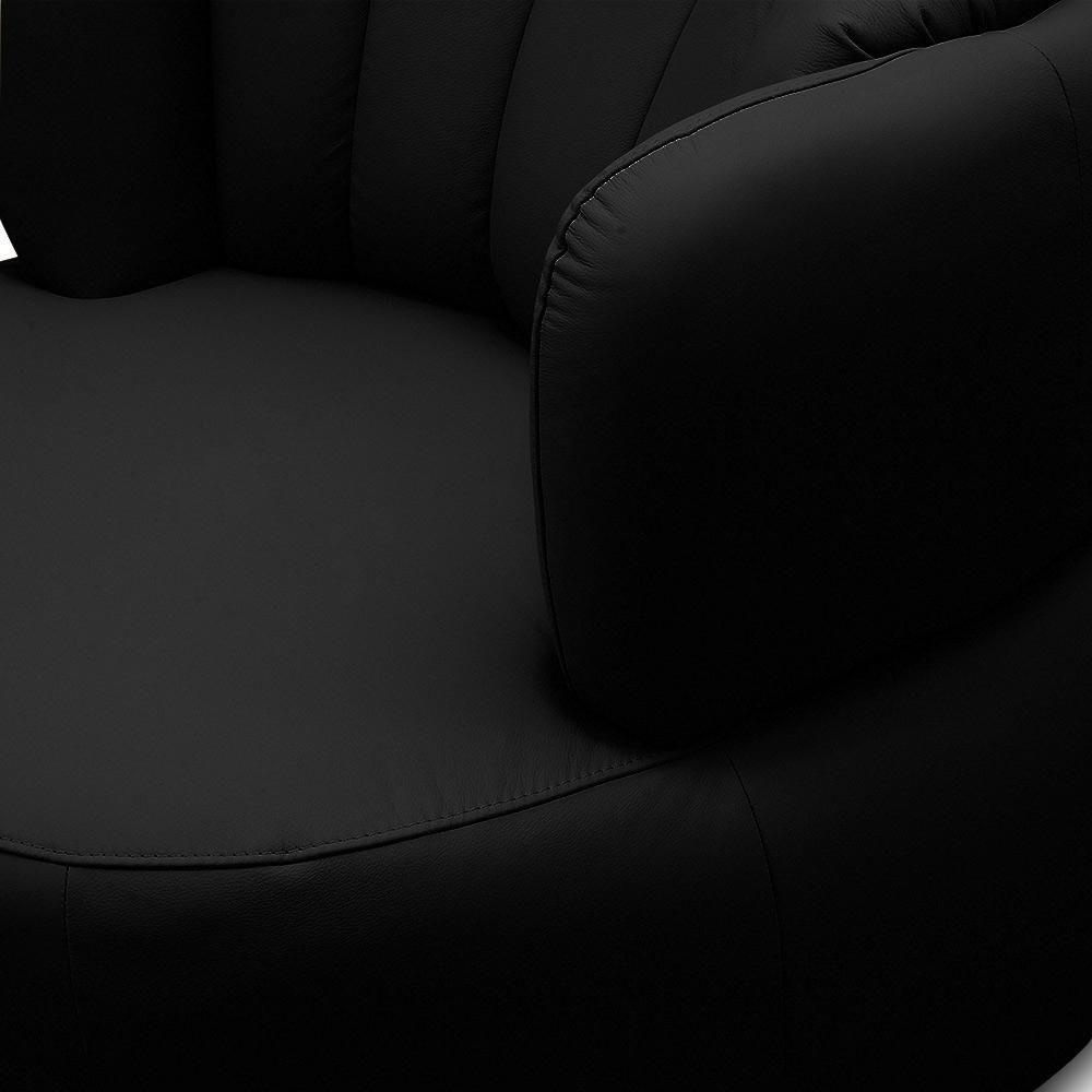 Poltrona Decorativa Mariele Sala De Estar Base Giratória Em Aço Couro Preto G88 - Gran Belo - 5