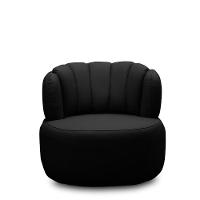 Poltrona Decorativa Mariele Sala De Estar Base Giratória Em Aço Couro Preto G88 - Gran Belo - 7