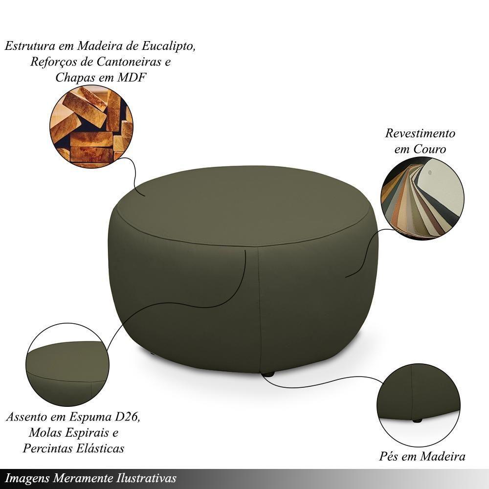 Puff Decorativo Mariele Sala De Estar Pés Em Madeira Couro Fendi G88 - Gran Belo - 3