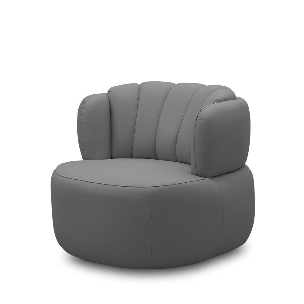 Poltrona Decorativa Mariele Sala De Estar Base Giratória Em Aço Couro Grafite G88 - Gran Belo - 4