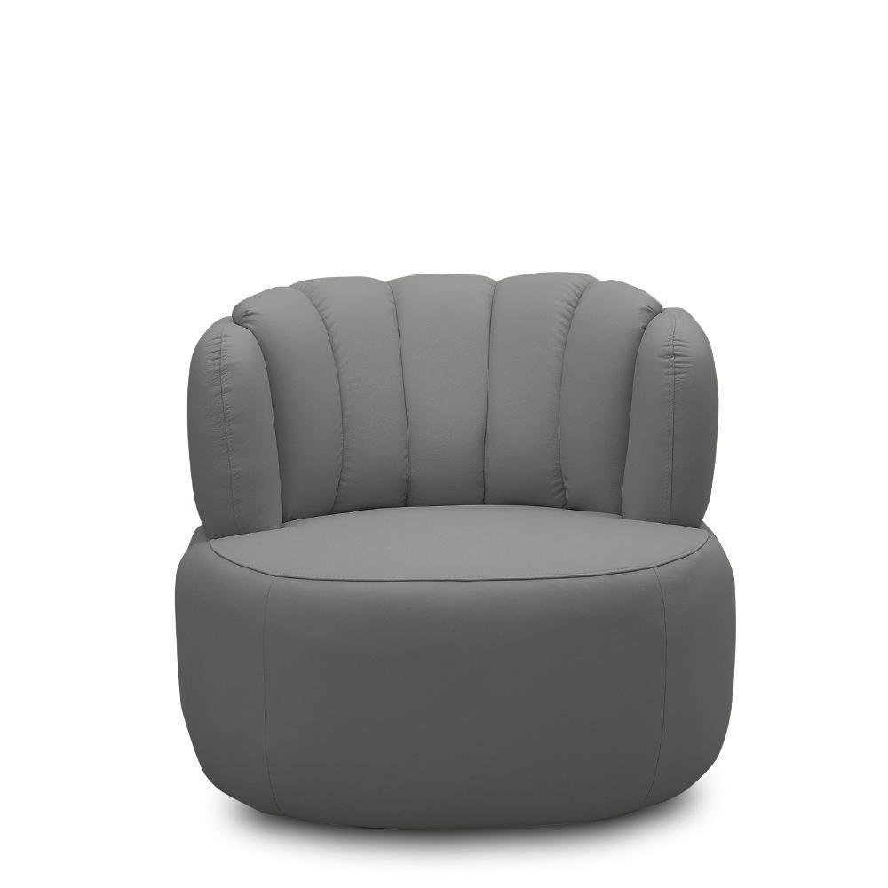 Poltrona Decorativa Mariele Sala De Estar Base Giratória Em Aço Couro Grafite G88 - Gran Belo - 7