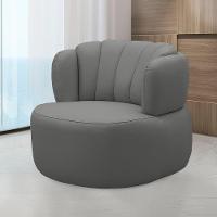 Poltrona Decorativa Mariele Sala De Estar Base Giratória Em Aço Couro Grafite G88 - Gran Belo - 1