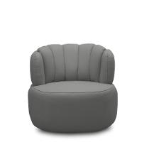 Poltrona Decorativa Mariele Sala De Estar Base Giratória Em Aço Couro Grafite G88 - Gran Belo - 7