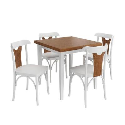 Conjunto Sala De Jantar E Cozinha Com 4 Cadeiras Y Madeira Maciça Branco