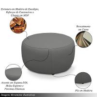 Puff Decorativo Mariele Sala De Estar Pés Em Madeira Couro Grafite G88 - Gran Belo - 3