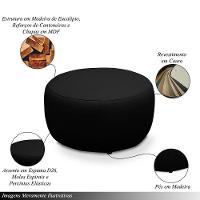 Puff Decorativo Mariele Sala De Estar Pés Em Madeira Couro Preto G88 - Gran Belo - 3