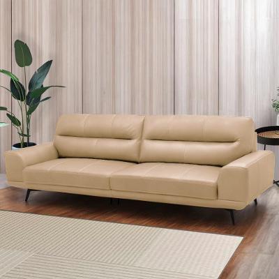 Sofá Decorativo Ashton 3 Lugares Sala De Estar 256cm Pés Em Aço Couro Nude G88 - Gran Belo