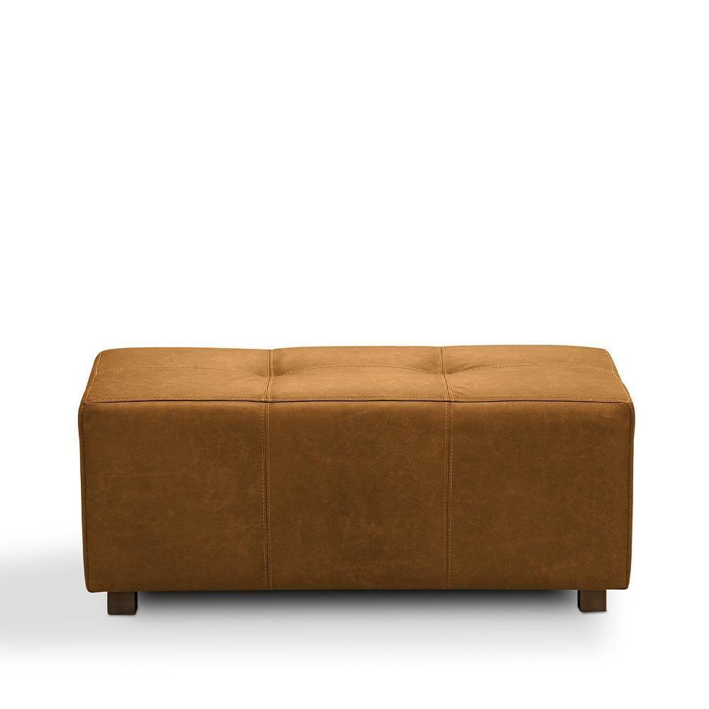 Puff Decorativo Merlin Sala De Estar Couro Caramelo Manchado G88 - Gran Belo - 3
