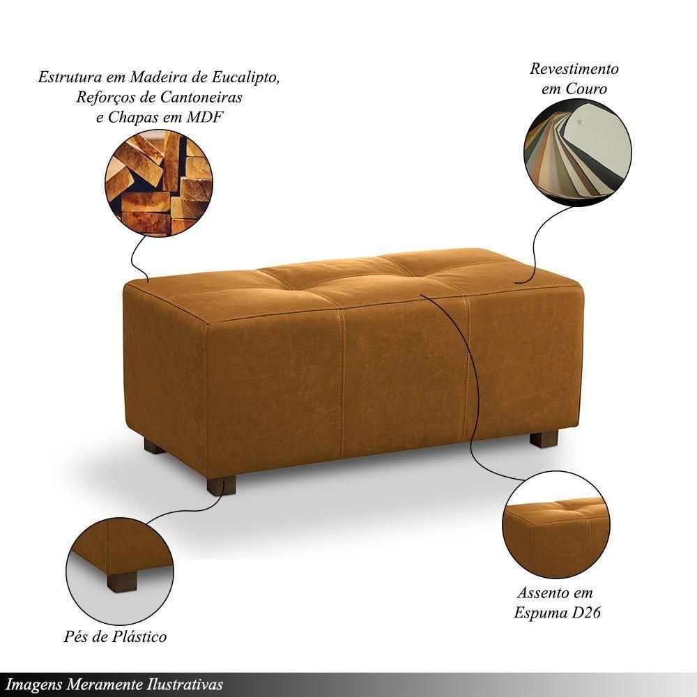 Puff Decorativo Merlin Sala De Estar Couro Caramelo Manchado G88 - Gran Belo - 5