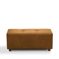 Puff Decorativo Merlin Sala De Estar Couro Caramelo Manchado G88 - Gran Belo - 3