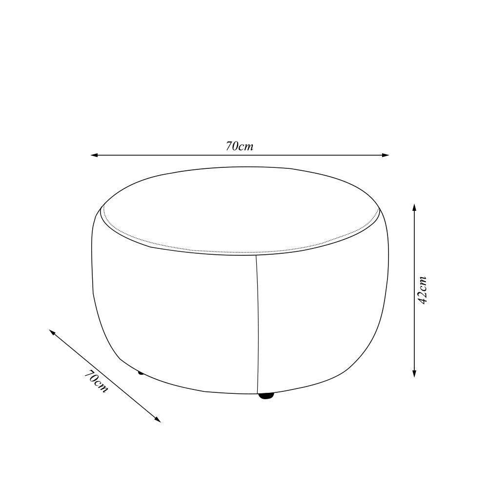 Conjunto Sala De Estar Mariele Poltrona Base Giratória Aço Com Puff Couro Off White - 5