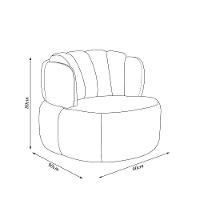 Conjunto Sala De Estar Mariele Poltrona Base Giratória Aço Com Puff Couro Off White - 2