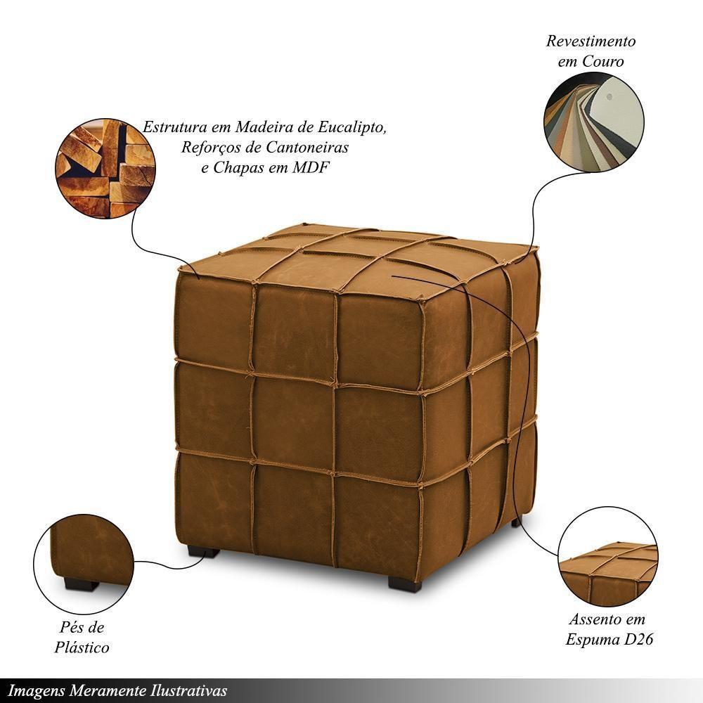 Puff Decorativo Augusto 43cm Sala De Estar Couro Caramelo Manchado G88 - Gran Belo - 5