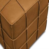 Puff Decorativo Augusto 43cm Sala De Estar Couro Caramelo Manchado G88 - Gran Belo - 3