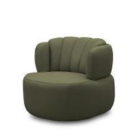 Poltrona Decorativa Mariele Sala De Estar Base Giratória Em Aço Couro Fendi G88 - Gran Belo