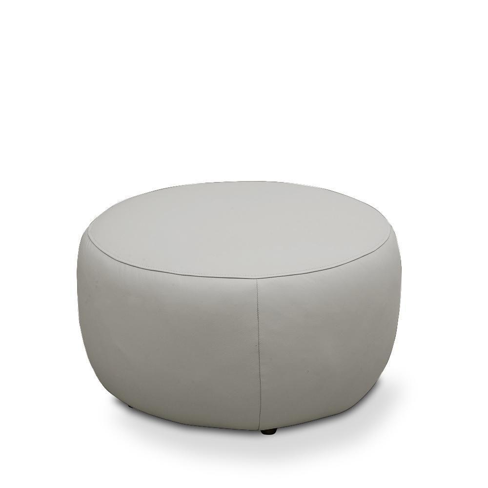 Puff Decorativo Mariele Sala De Estar Pés Em Madeira Couro Off White G88 - Gran Belo - 4