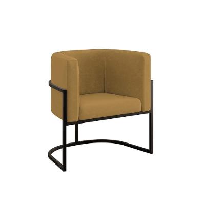 Poltrona Decorativa Lua Sala De Estar Suede Marrom Capuccino Balaqui Decor
