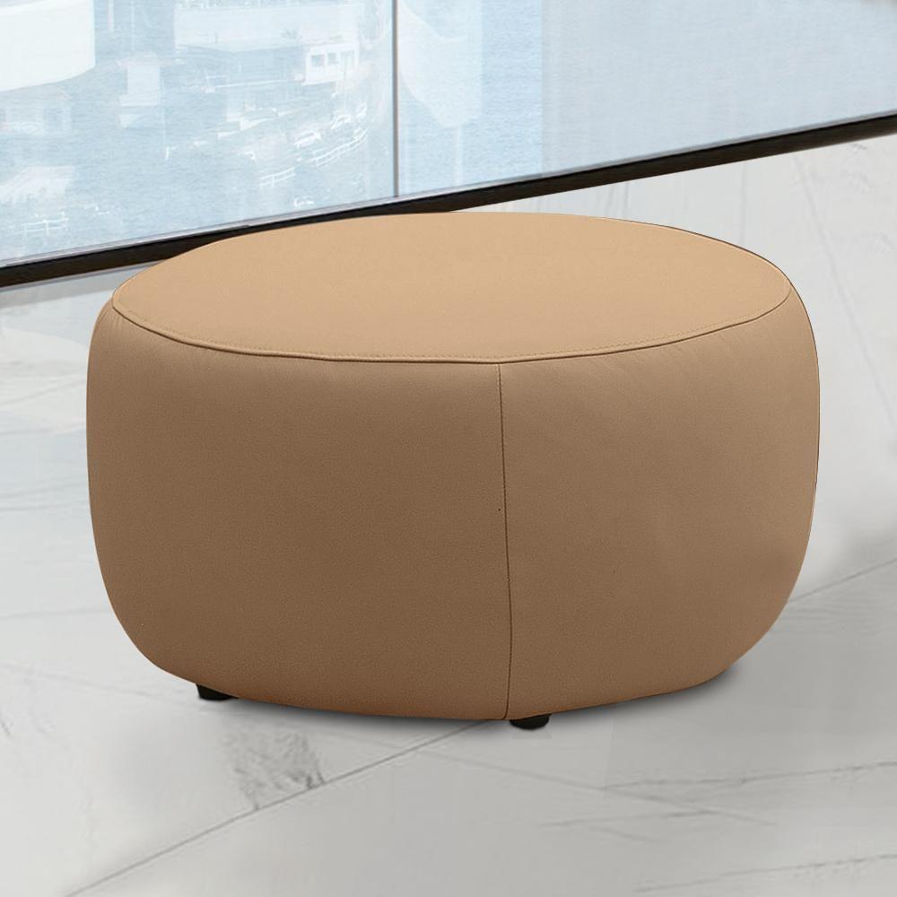 Puff Decorativo Mariele Sala De Estar Pés Em Madeira Couro Nude G88 - Gran Belo - 1