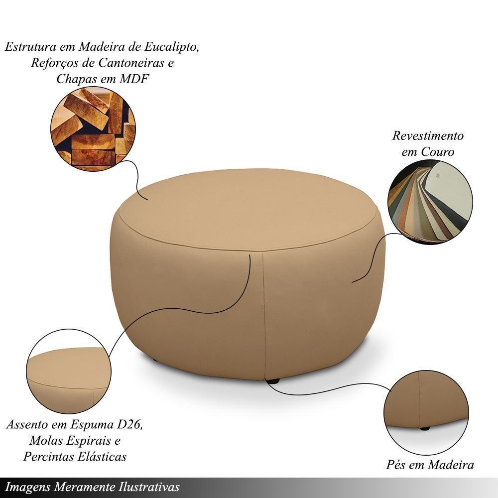 Puff Decorativo Mariele Sala De Estar Pés Em Madeira Couro Nude G88 - Gran Belo - 3