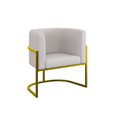 Poltrona Veludo Decorativa Lua Base De Ferro Gold Bege
