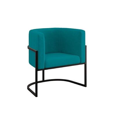 Poltrona Decorativa Lua Azul Turquesa Suede Balaqui Decor
