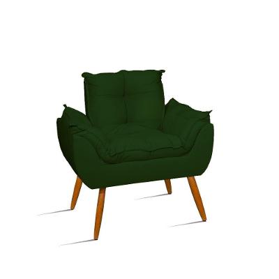 Cadeira Poltrona Opala Luxo Confortável Quarto Suede Verde