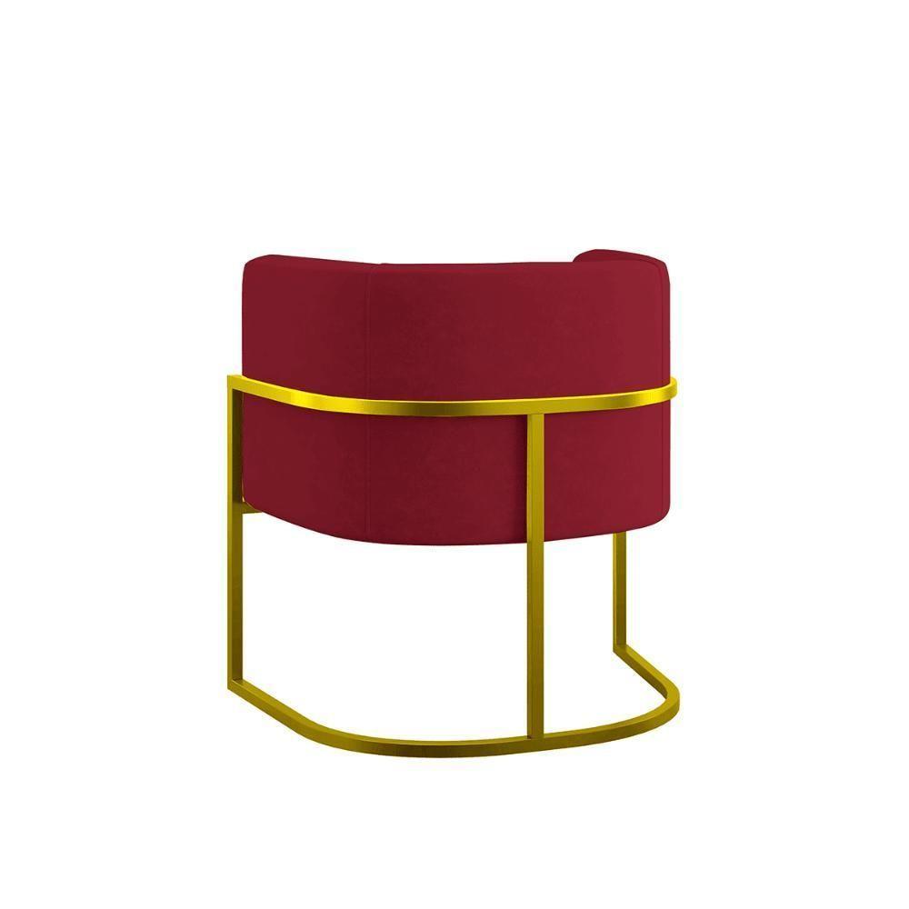 Poltrona Cadeira Decorativa Lua Base De Ferro Gold Marsala - 2