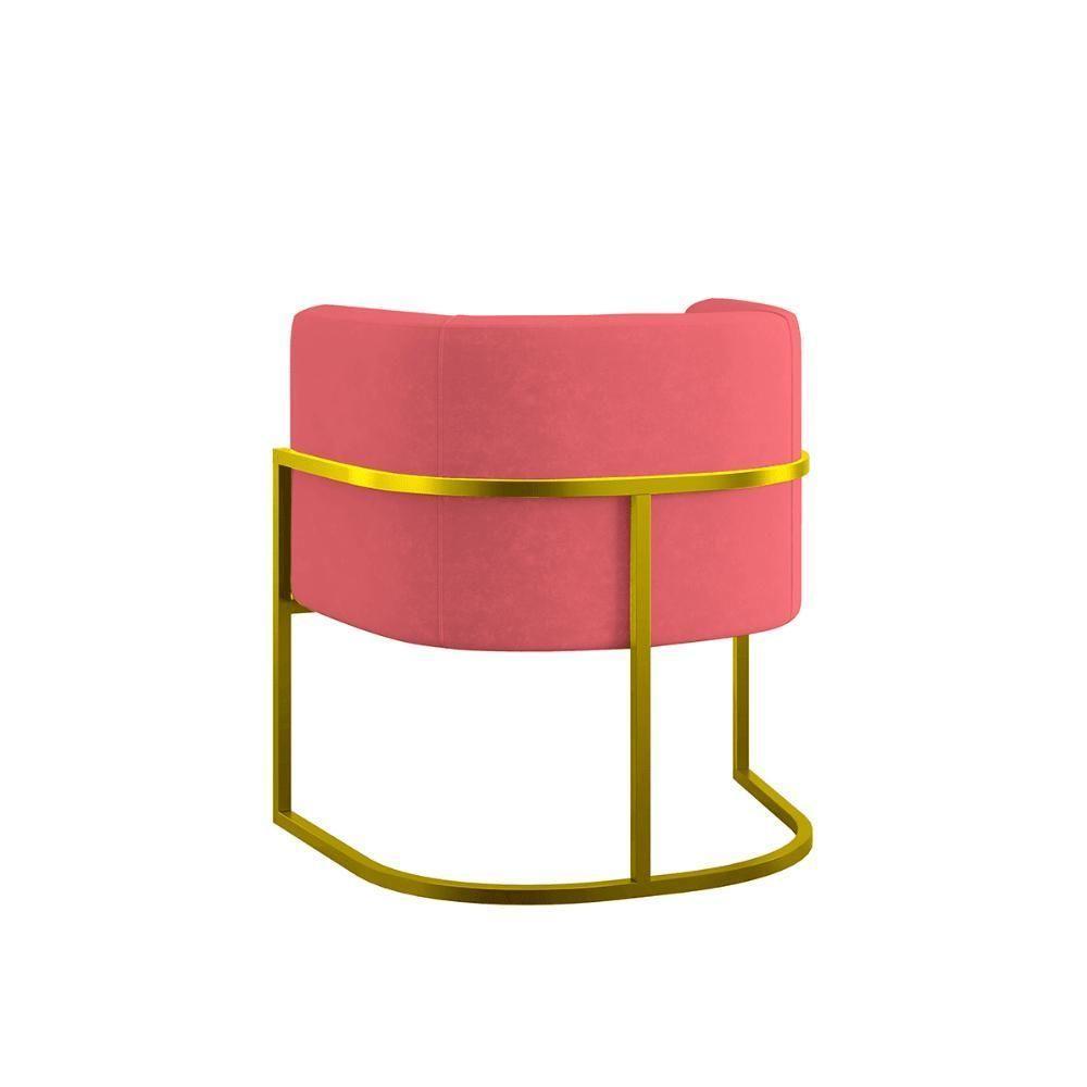 Poltrona Cadeira Decorativa Lua Base De Ferro Gold Rosa - 4