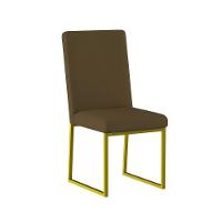 Cadeira Para Mesa Jantar Com Base De Ferro Dourado - Balaqui Marrom - 1
