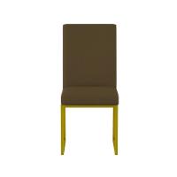 Cadeira Para Mesa Jantar Com Base De Ferro Dourado - Balaqui Marrom - 3