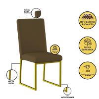 Cadeira Para Mesa Jantar Com Base De Ferro Dourado - Balaqui Marrom - 4