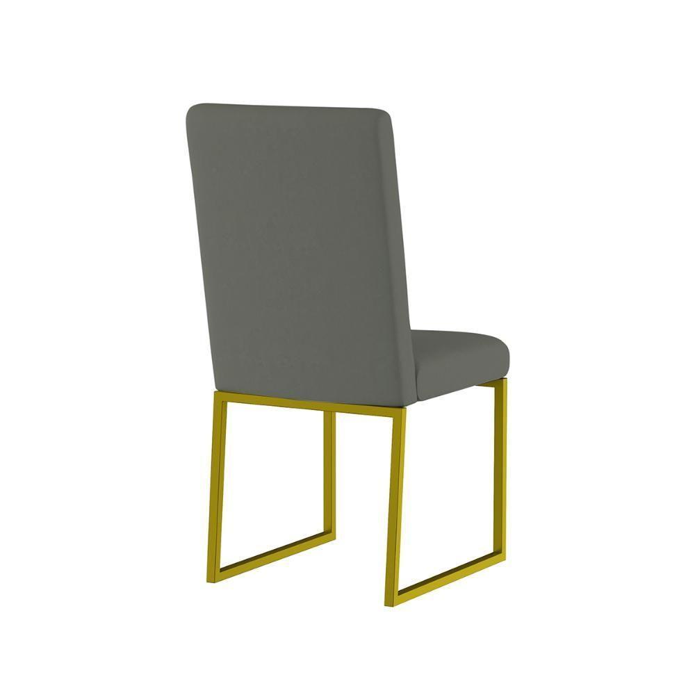 Cadeira Para Mesa Jantar Com Base De Ferro Dourado - Balaqui Cinza - 2
