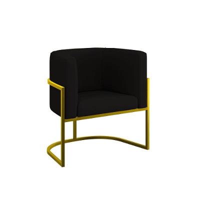 Poltrona Veludo Decorativa Lua Base De Ferro Gold Preto