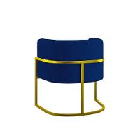 Poltrona Cadeira Decorativa Lua Base De Ferro Gold Azul Marinho - 2