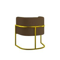 Poltrona Cadeira Decorativa Lua Base De Ferro Gold Marrom - 2