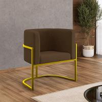 Poltrona Cadeira Decorativa Lua Base De Ferro Gold Marrom - 6