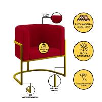Poltrona Cadeira Decorativa Lua Base De Ferro Gold Vermelho - 5