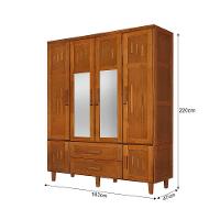 Roupeiro Em Madeira Maciça Imperatriz 4 Portas 2 Porta Com Espelho Castanho - Marrom - 2