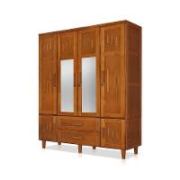 Roupeiro Em Madeira Maciça Imperatriz 4 Portas 2 Porta Com Espelho Castanho - Marrom - 3