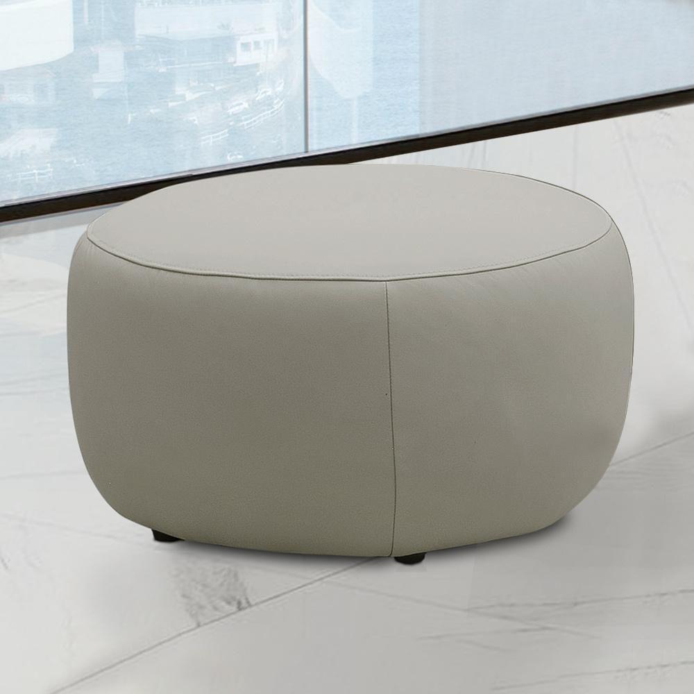 Puff Decorativo Mariele Sala De Estar Pés Em Madeira Couro Bege G88 - Gran Belo - 1