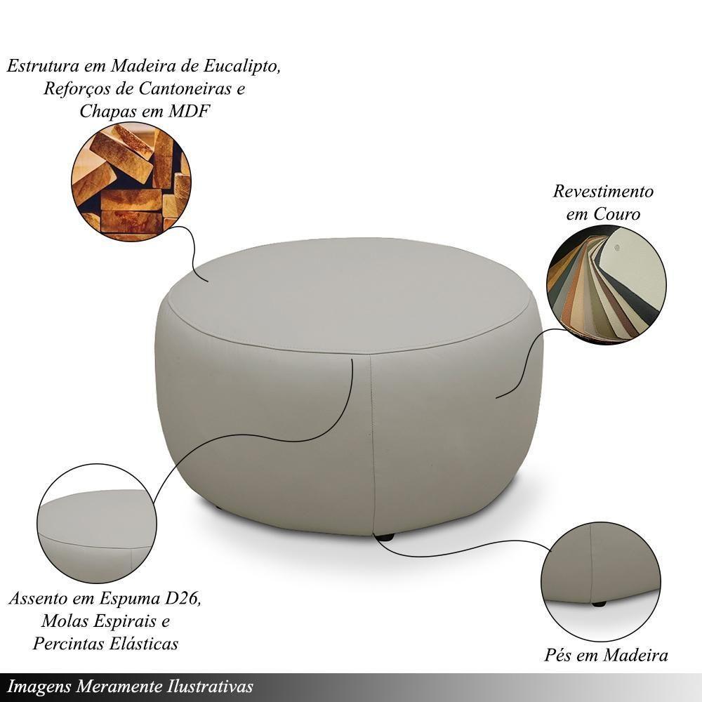 Puff Decorativo Mariele Sala De Estar Pés Em Madeira Couro Bege G88 - Gran Belo - 3