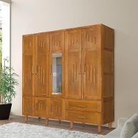 Roupeiro Em Madeira Maciça Imperatriz 5 Portas 1 Porta Com Espelho Imbuia - Marrom - 8