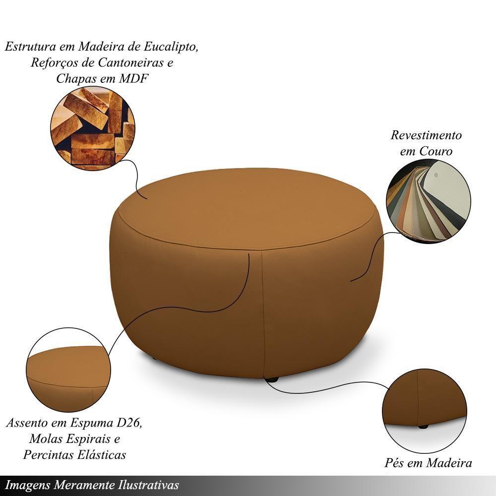 Puff Decorativo Mariele Sala De Estar Pés Em Madeira Couro Caramelo G88 - Gran Belo - 3