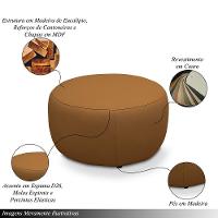 Puff Decorativo Mariele Sala De Estar Pés Em Madeira Couro Caramelo G88 - Gran Belo - 3