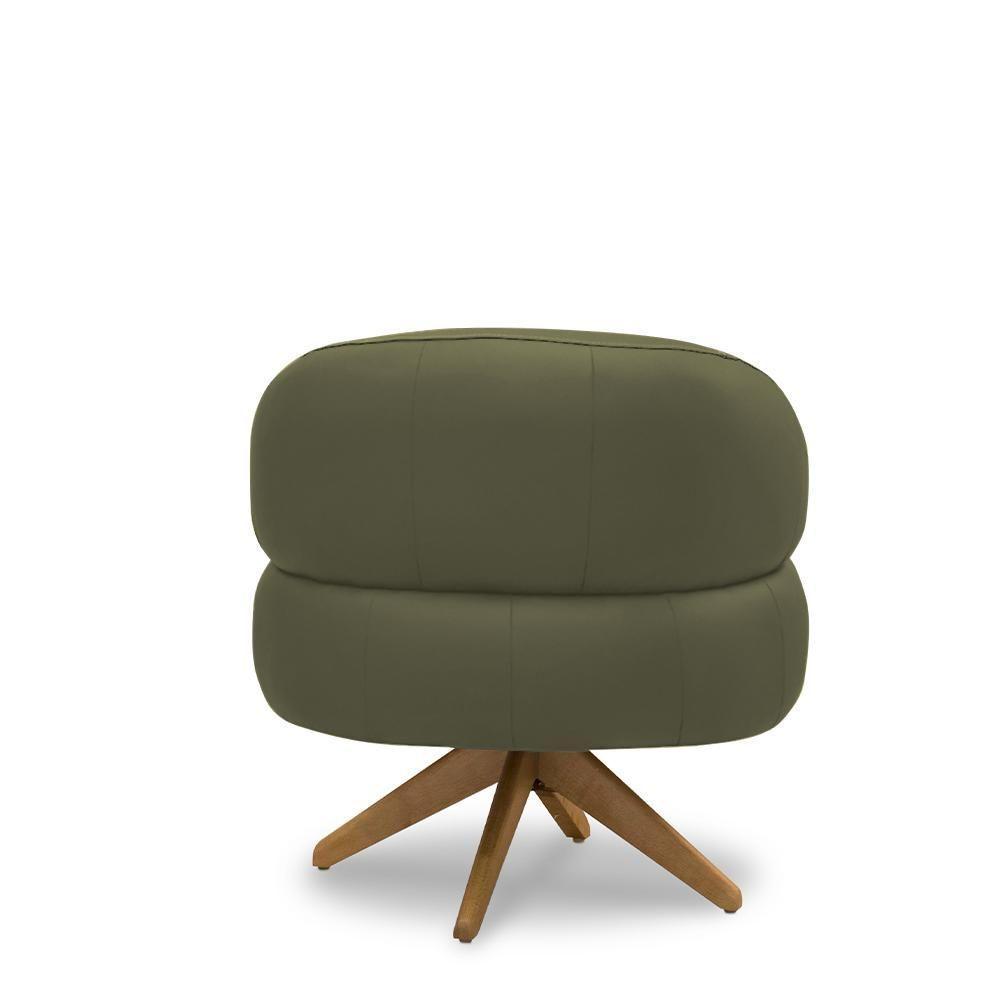 Poltrona Decorativa Katy Sala De Estar Base Giratória Em Madeira Couro Fendi G88 - Gran Belo - 2